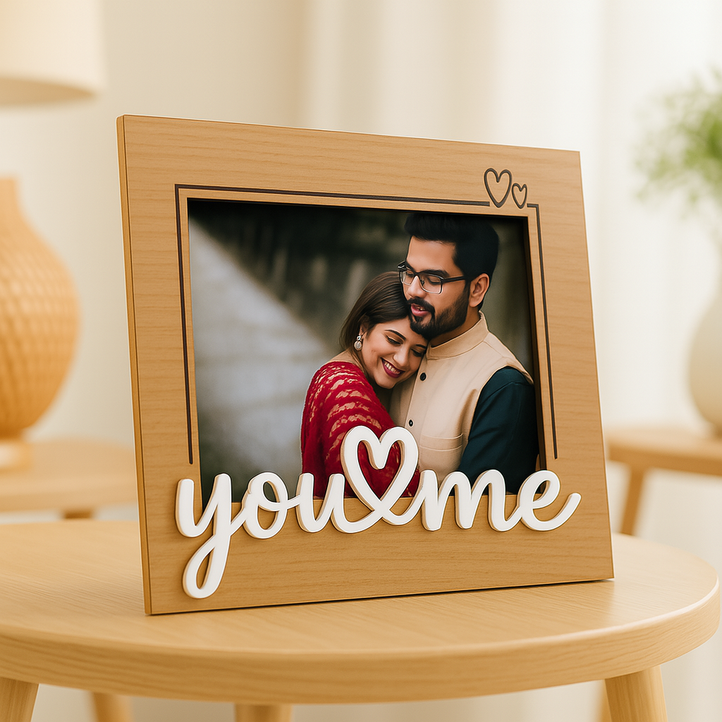 You & Me Wooden Photo Frame – Romantic Gift for Couple