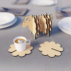 Stylish Sheep Design Coaster - Wooden Coaster Set of 5