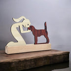 Girl with Puppy Premium Wooden Sculpture For Pet Lover