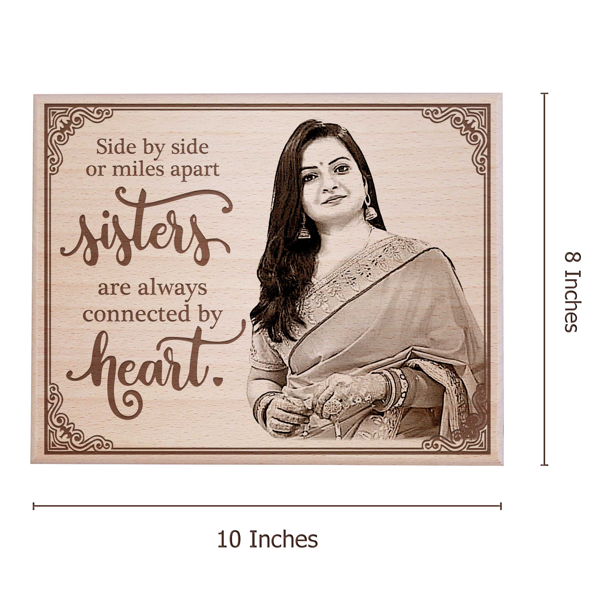 Personalized Engraved Wooden Photo Frame For Sister