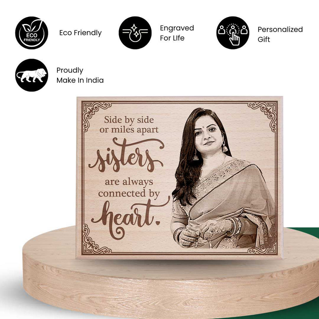 Personalized Engraved Wooden Photo Frame For Sister