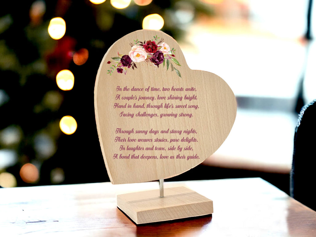 Personalized Wooden Double Side Couple Calendar Heart Photo Frame