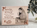 Personalized Engraved Wood Photo Frame Gift for Karwachauth