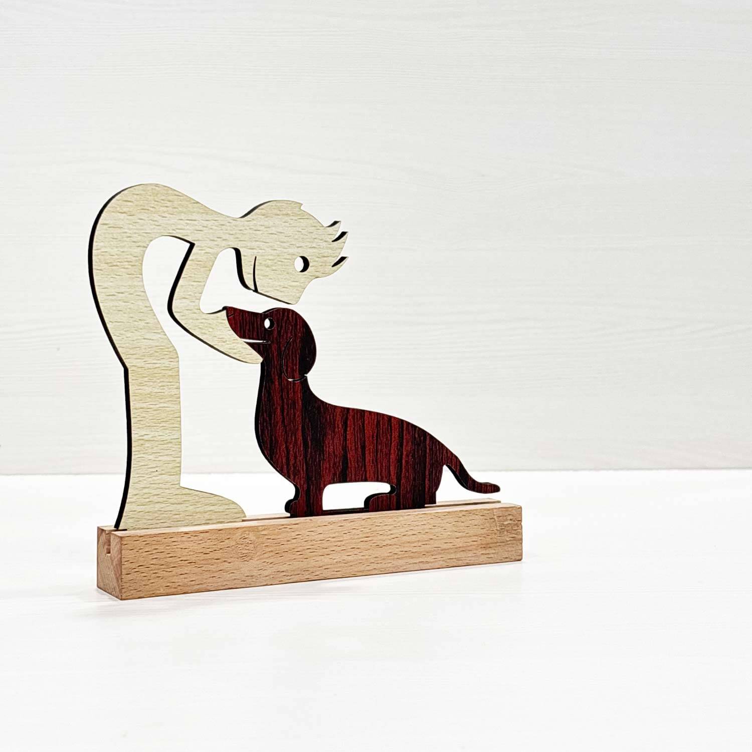 Boy with Puppy Premium Wooden Sculpture For Pet Lover