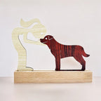 Girl with Puppy Premium Wooden Sculpture For Pet Lover