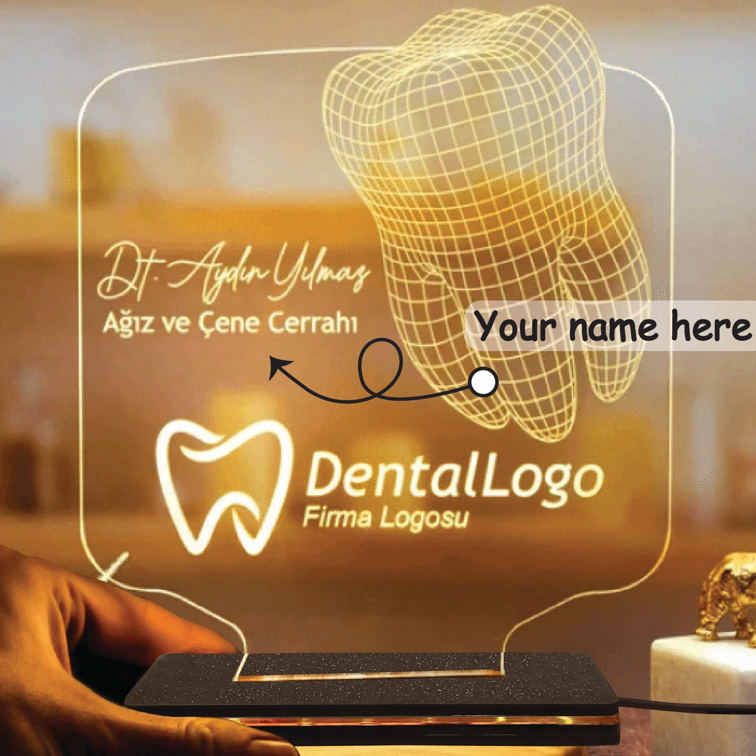 Personalized Name LED Lamp For Dentist Or For Doctor With Logo