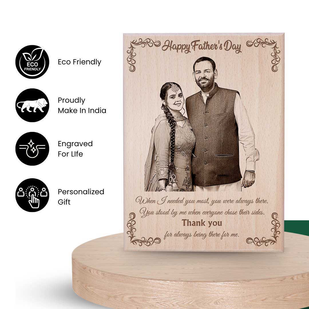 Unique Personalised Engraved Wooden Photo Frame For Father