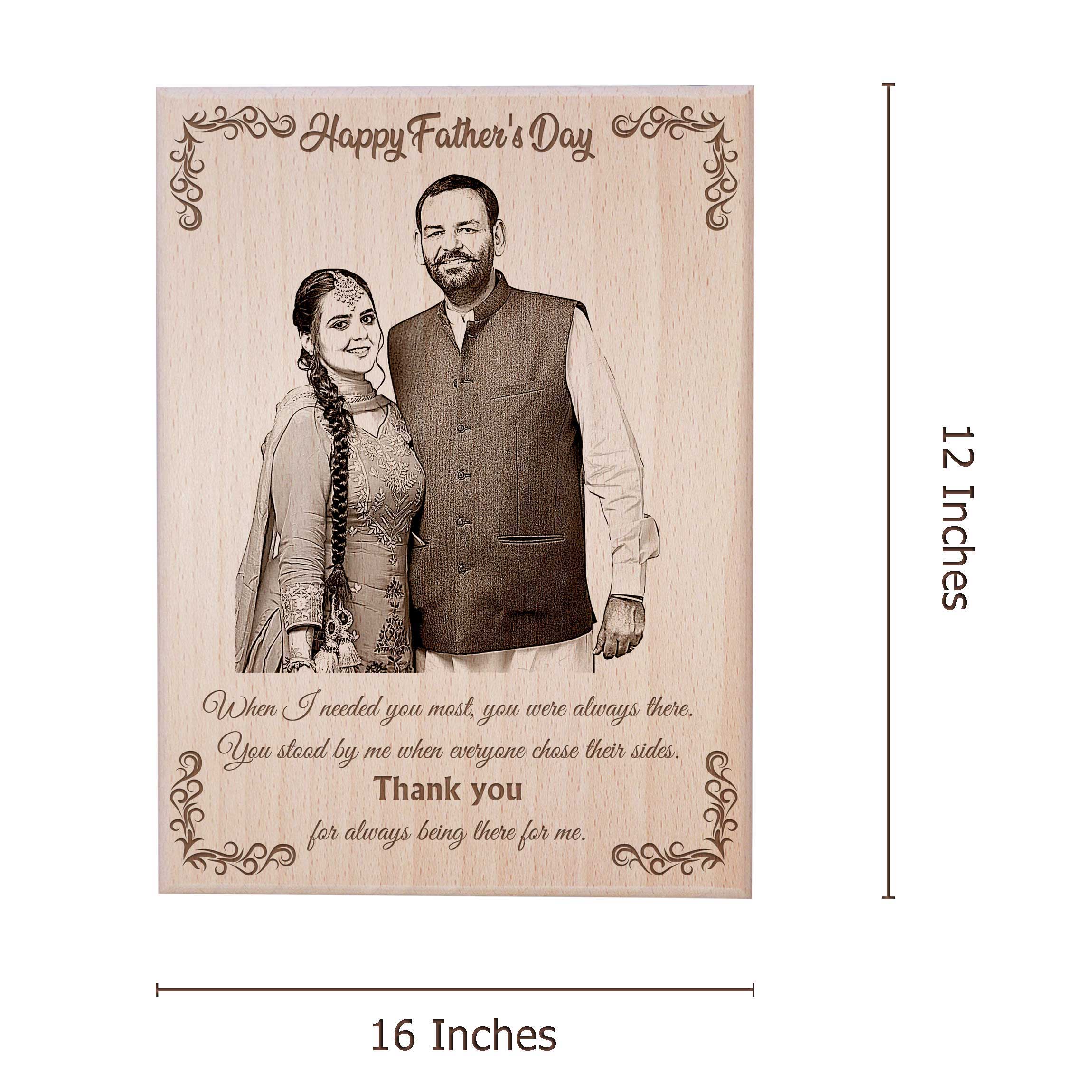 Unique Personalised Engraved Wooden Photo Frame For Father
