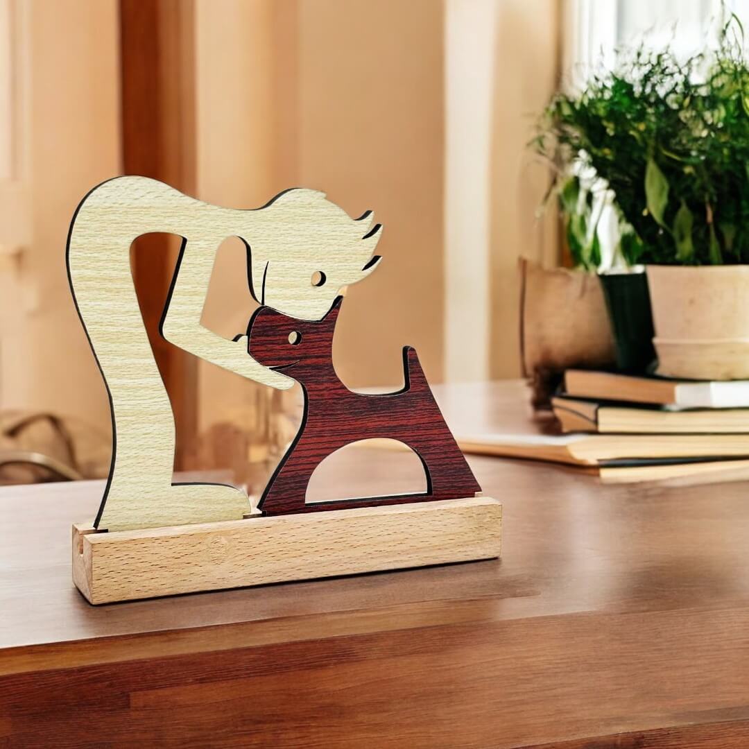 Premium Home Decor Wooden Statue For Pet Lover