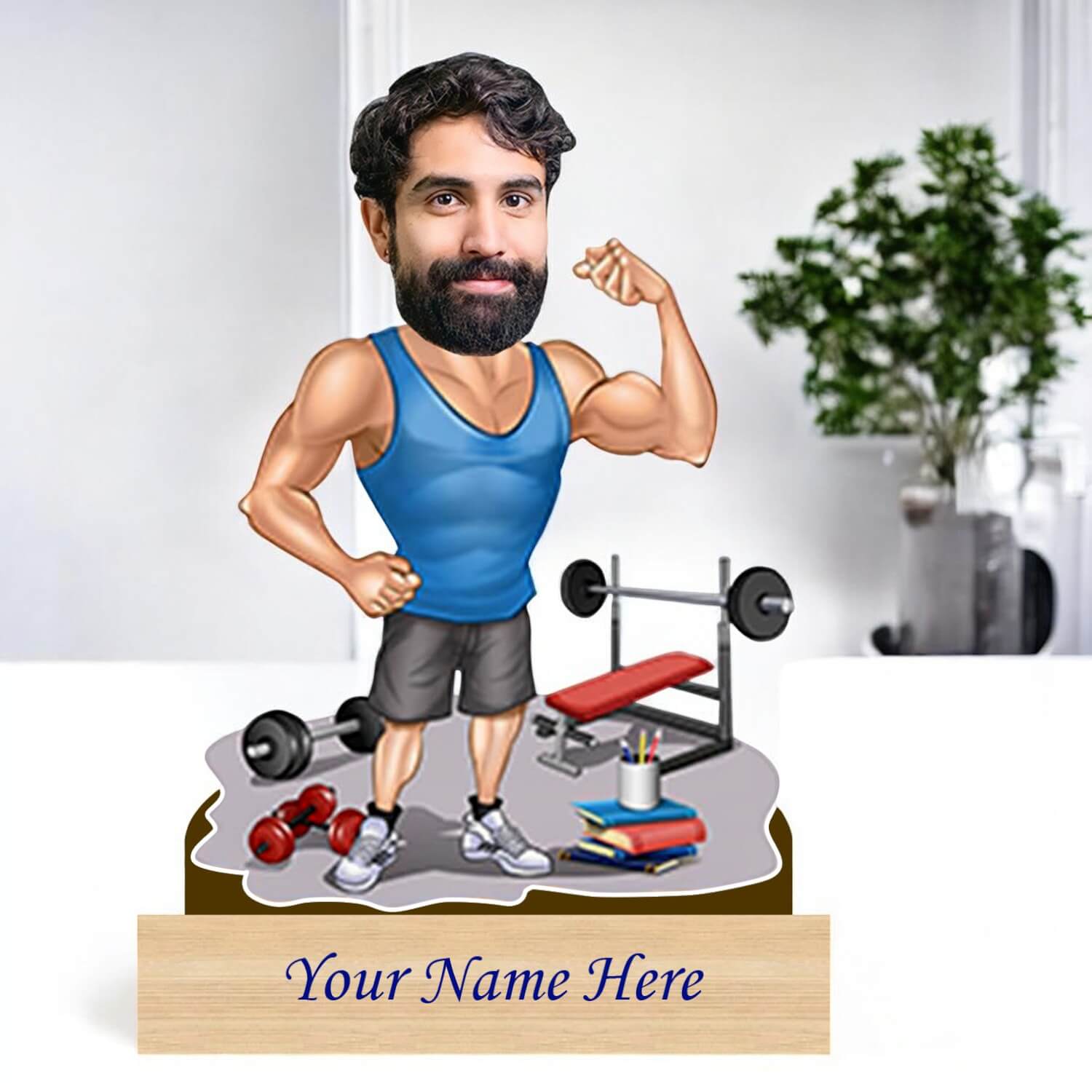 Personalized Caricature for GYM Lover with Custom Name