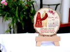 Personalized Slice Wood Wedding Calendar Couple Frame With Text