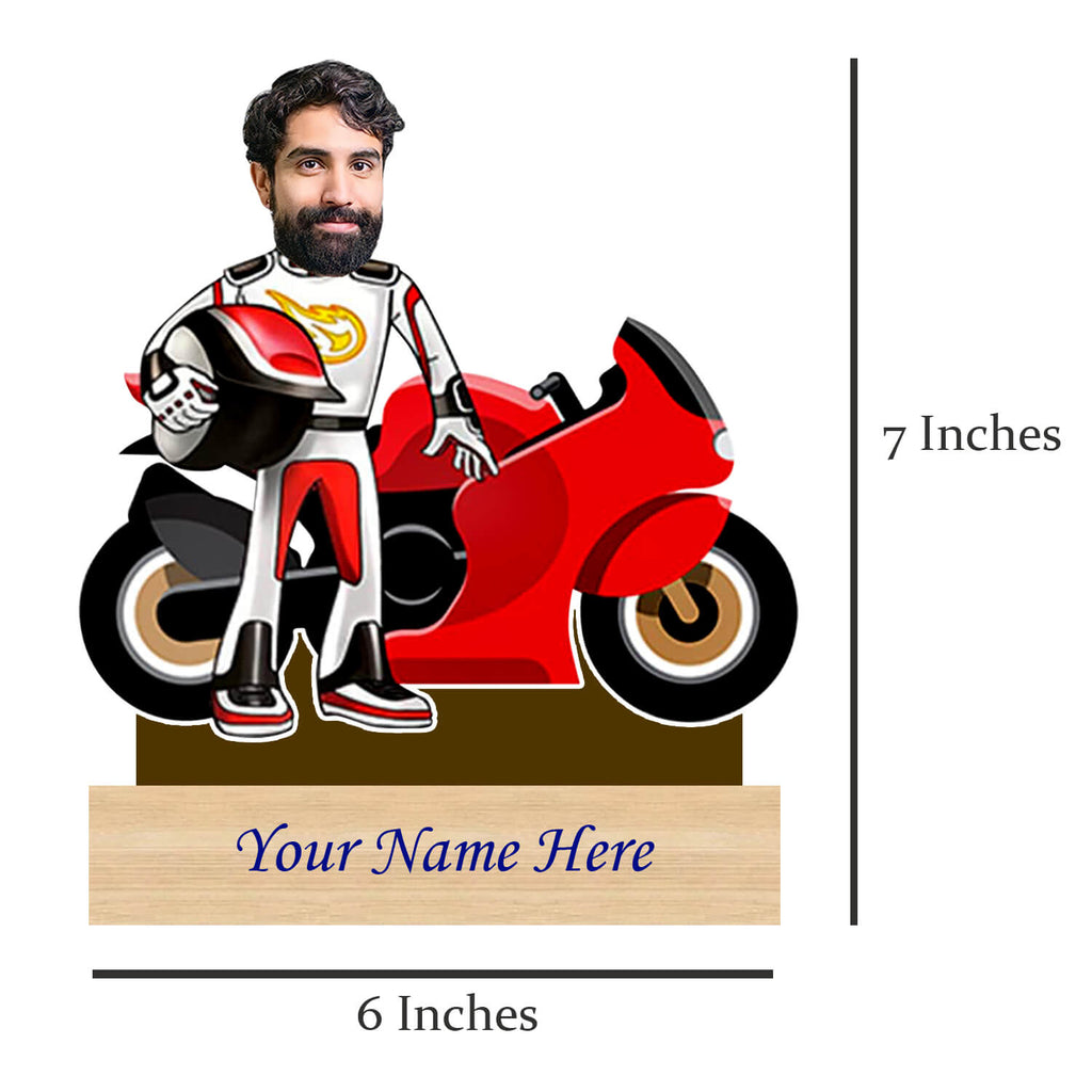 Personalized Super Bike Caricature for Man with Custom Name