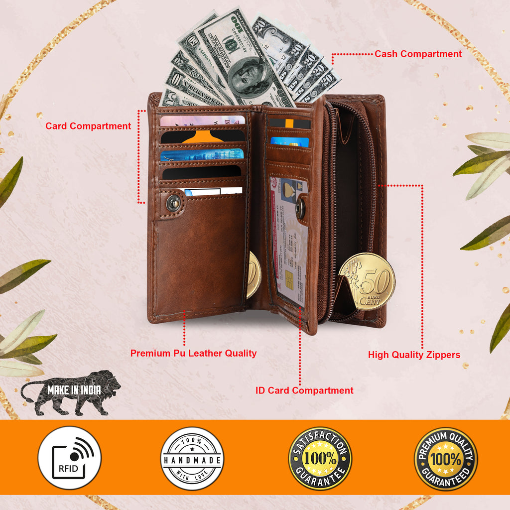 Brown Ladies Wallet Features