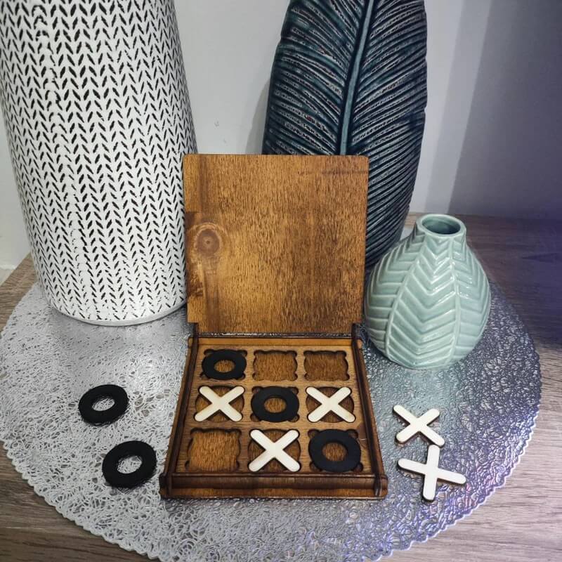 Classic Wooden Tic Tac Toe Game – Handcrafted Strategy Fun for All Ages