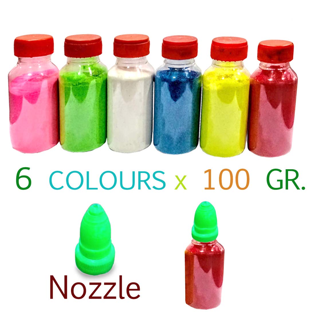 Floral Diya Rangoli Stencils for Diwali Decorations (Set of 2 Stencil, 6 Colors Bottles, 1 Nozzle)