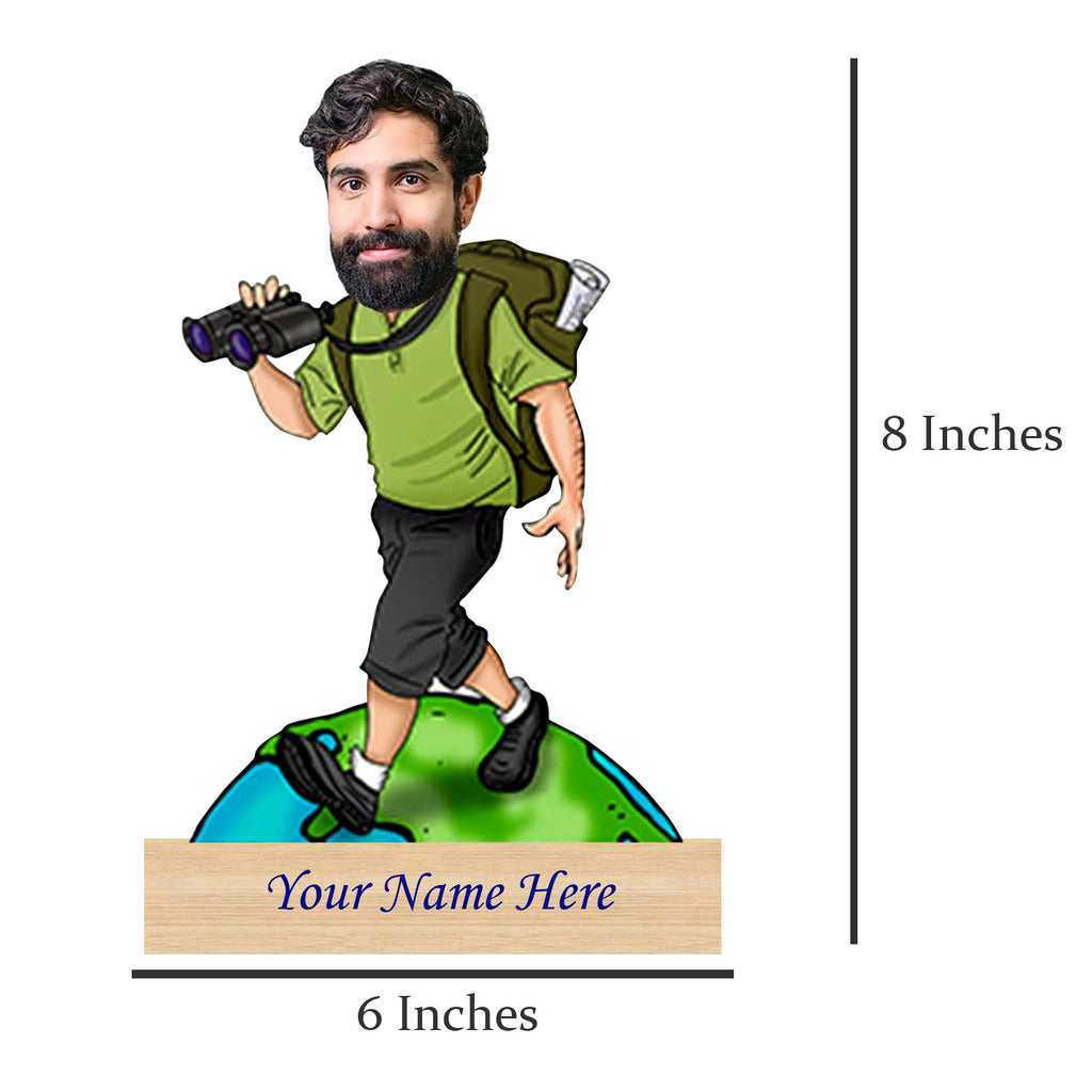 Personalized Caricature For Travel Influencer with Custom Name