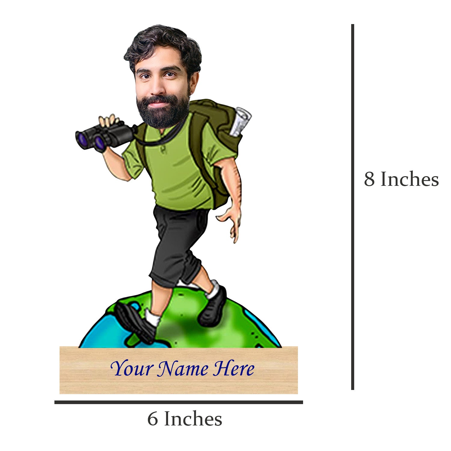 Personalized Caricature For Travel Influencer with Custom Name