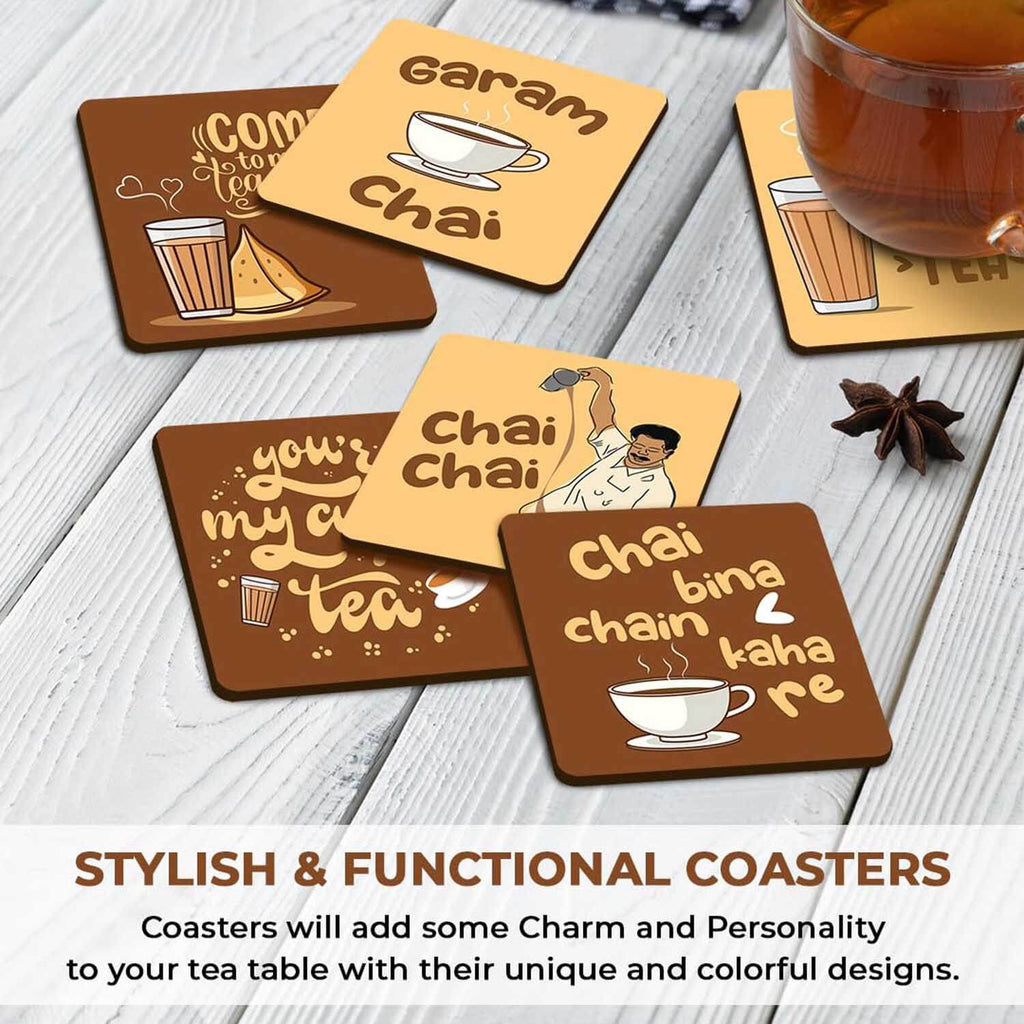 Premium Quality Coasters – Ideal for Tea, Coffee, and Cold Drinks Set of 6