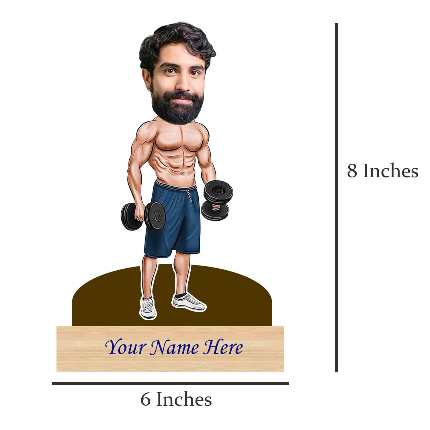 Personalized Caricature for Body Builder with Custom Name