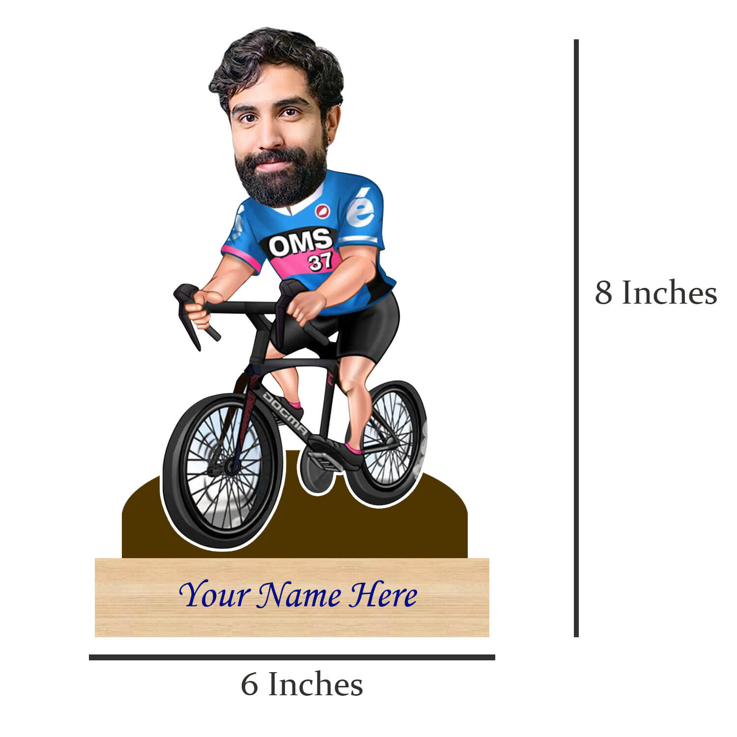 Personalized Caricature for Cycle Lover with Custom Name