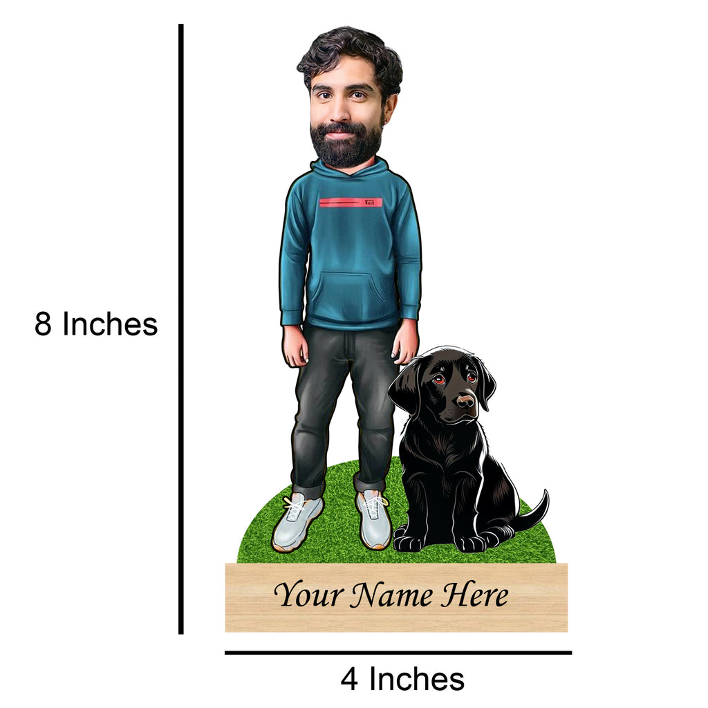 Personalized Pet Caricature for Black Labrador Pet Lover