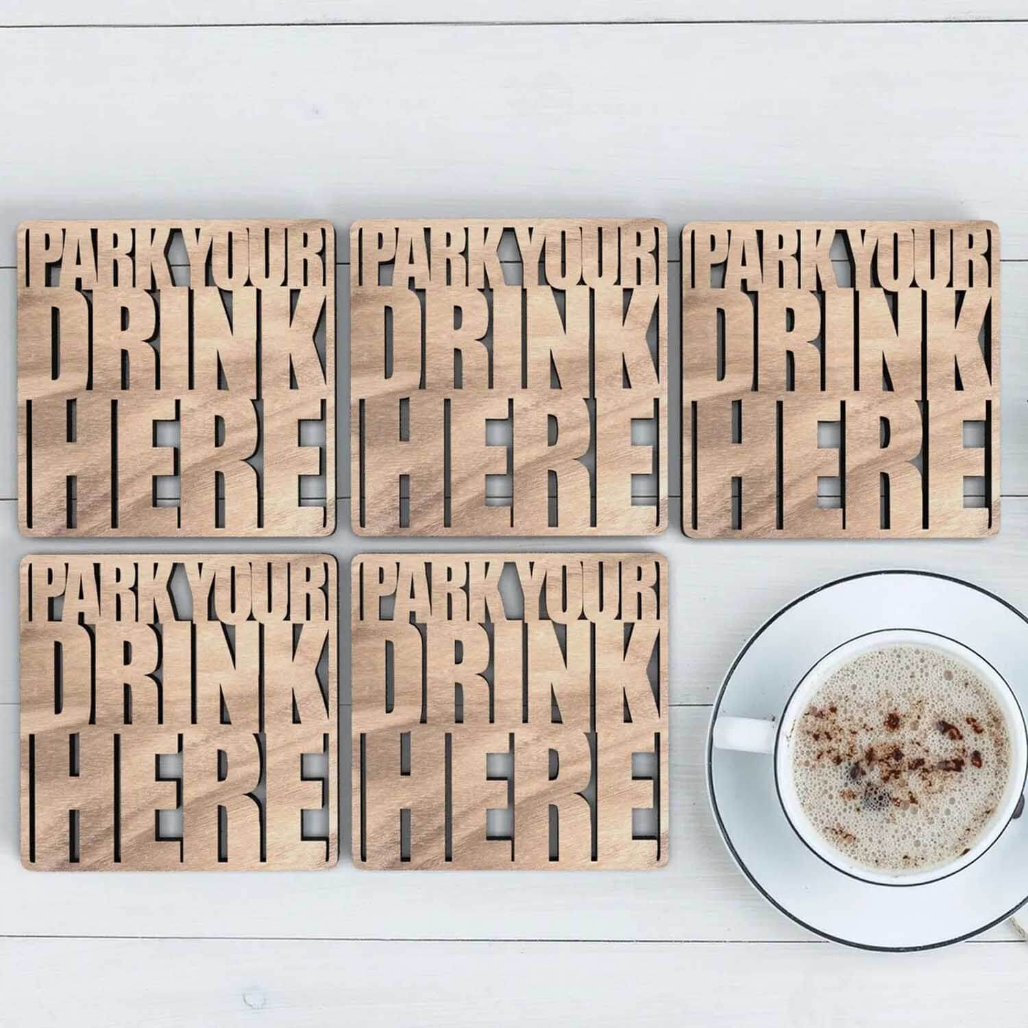 Stylish Wooden Coaster Set for Home & Office