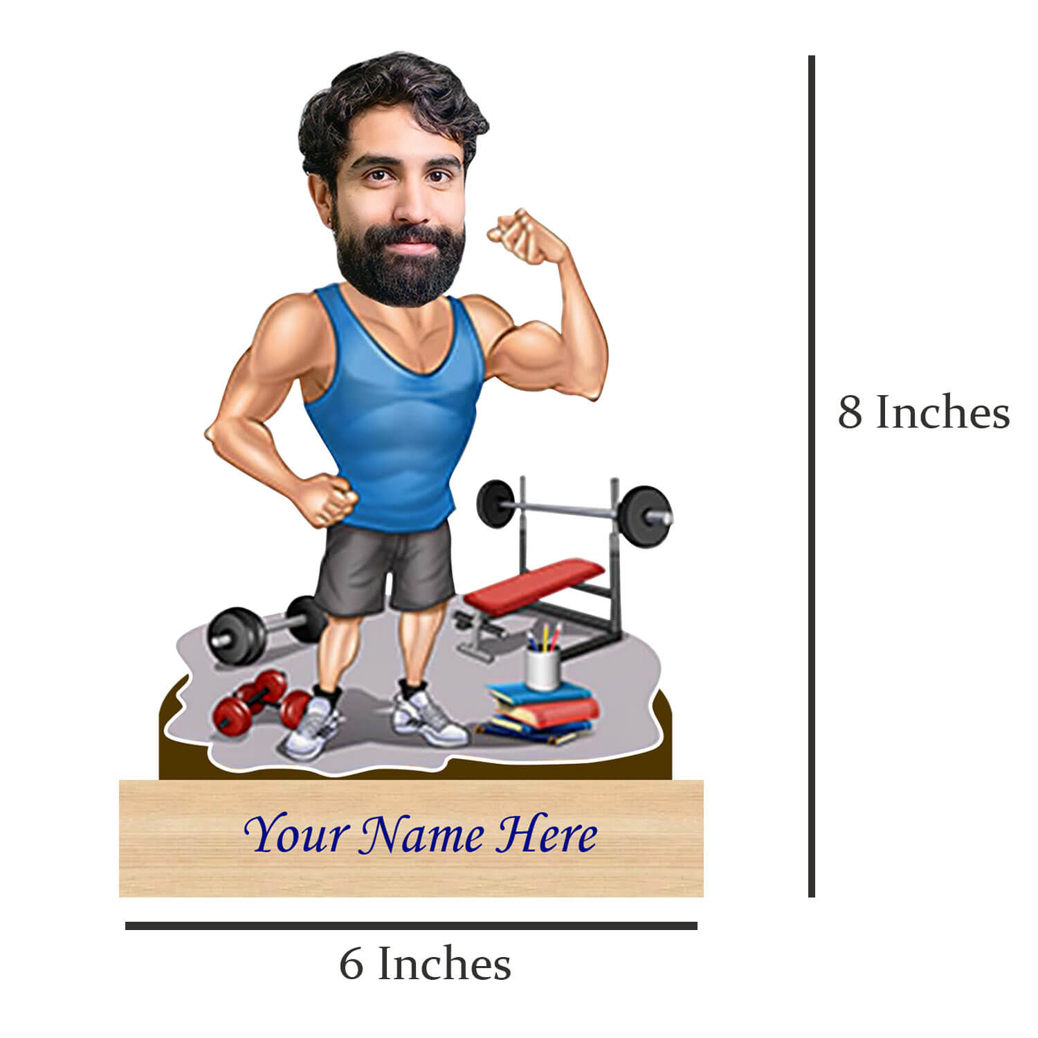 Personalized Caricature for GYM Lover with Custom Name