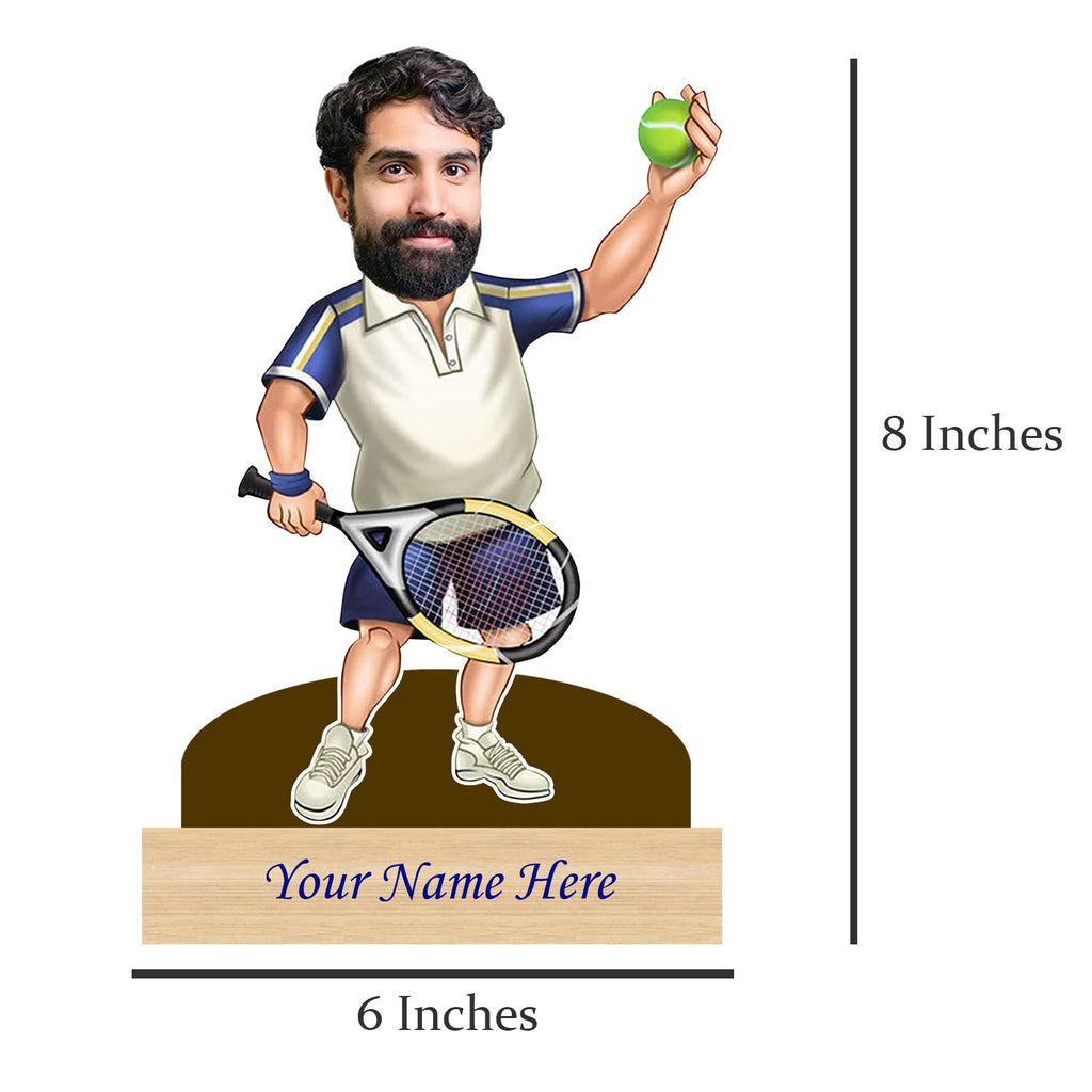 Personalized Caricature For Tennis Player with Custom Name