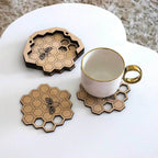 Premium HoneyBee Design Coasters for Tea, Coffee & Cold Drinks Set of 4