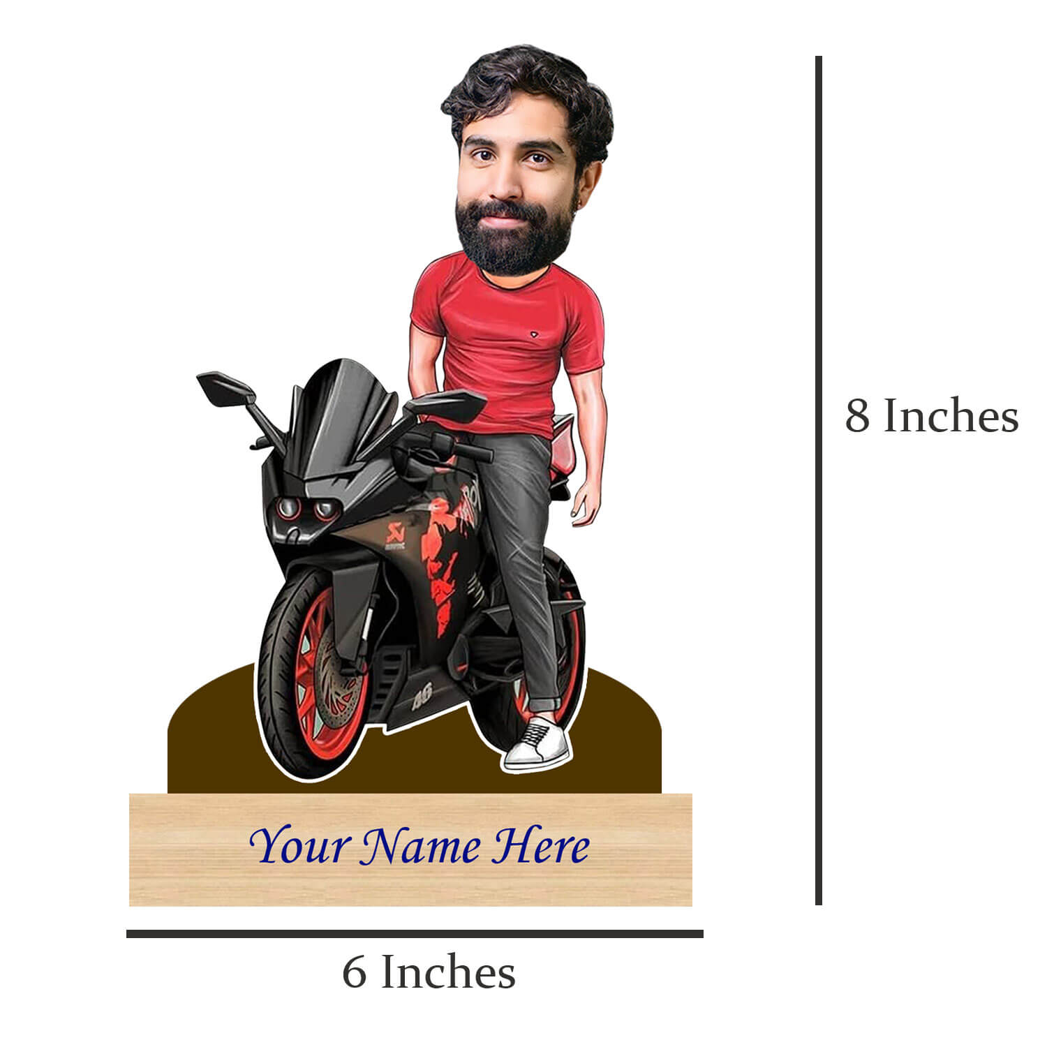 Personalized Caricature for Bike Lover with Custom Name