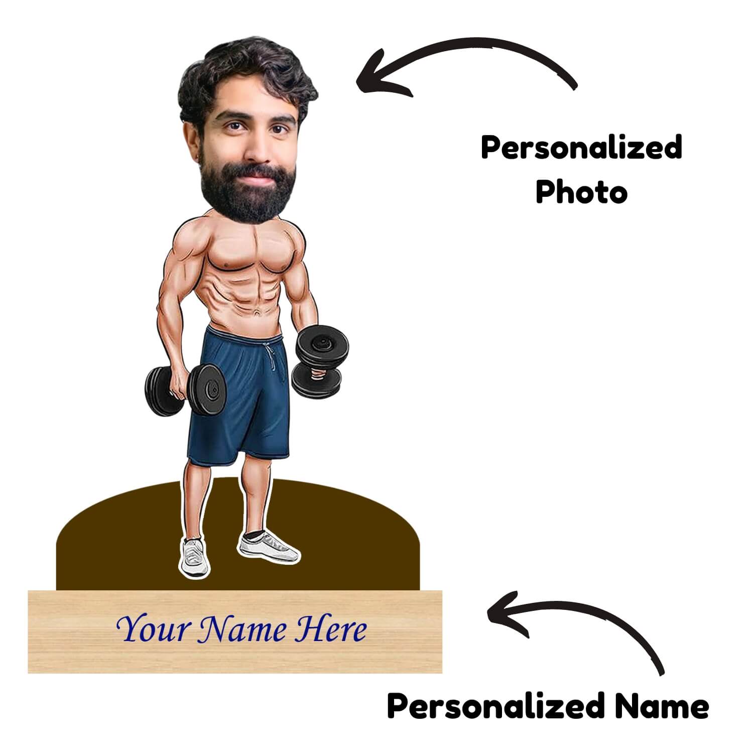 Personalized Caricature for Body Builder with Custom Name