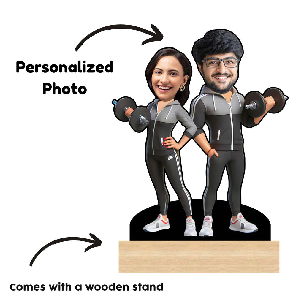 Fit Together: Personalized Gym Couple Caricature