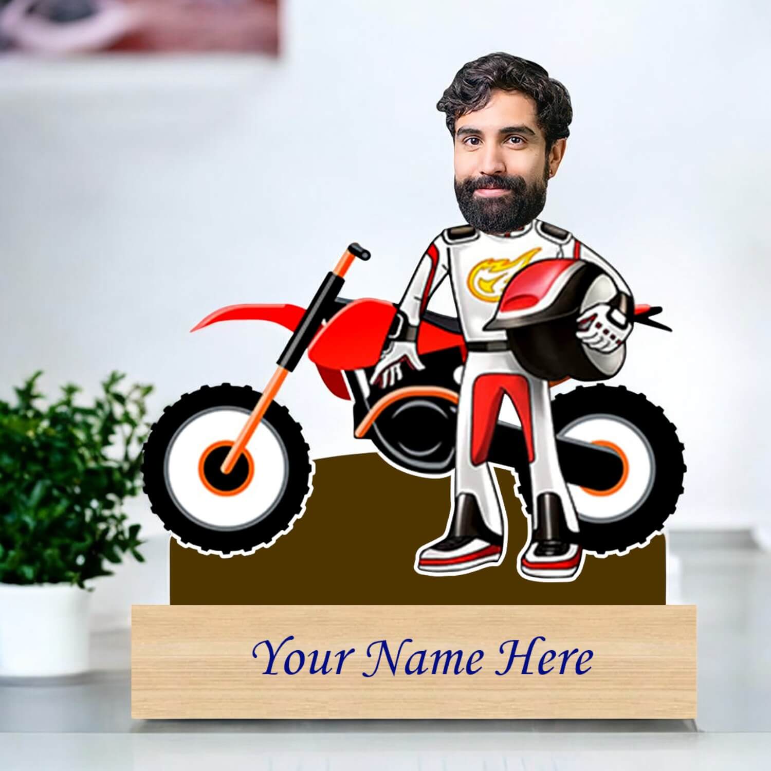 Personalized Caricature for Mountain Bike Lover with Custom Name