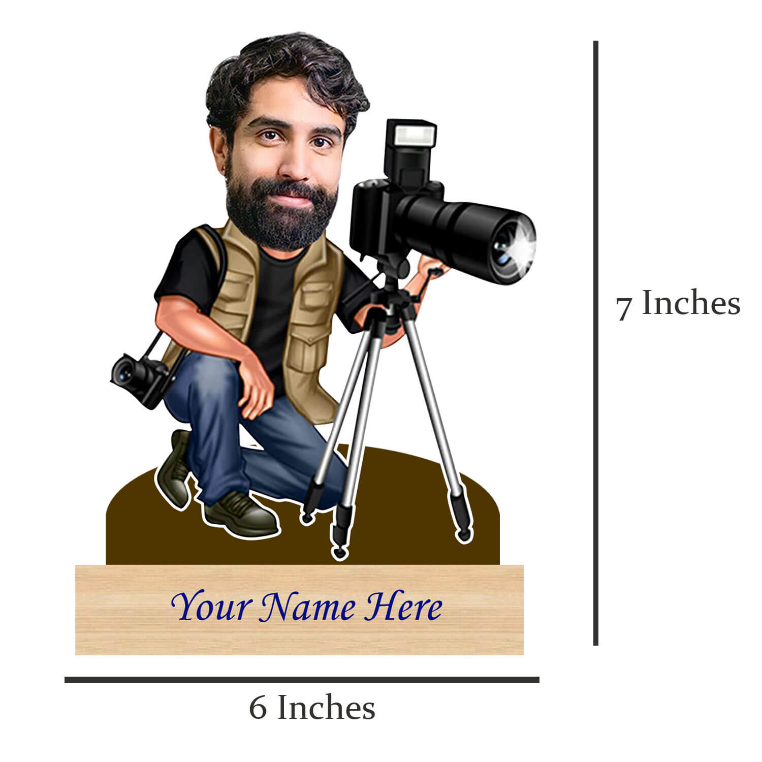 Personalized Caricature for Camera Lover with Custom Name