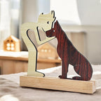 Boy with Puppy Premium Wooden Sculpture For Pet Lover