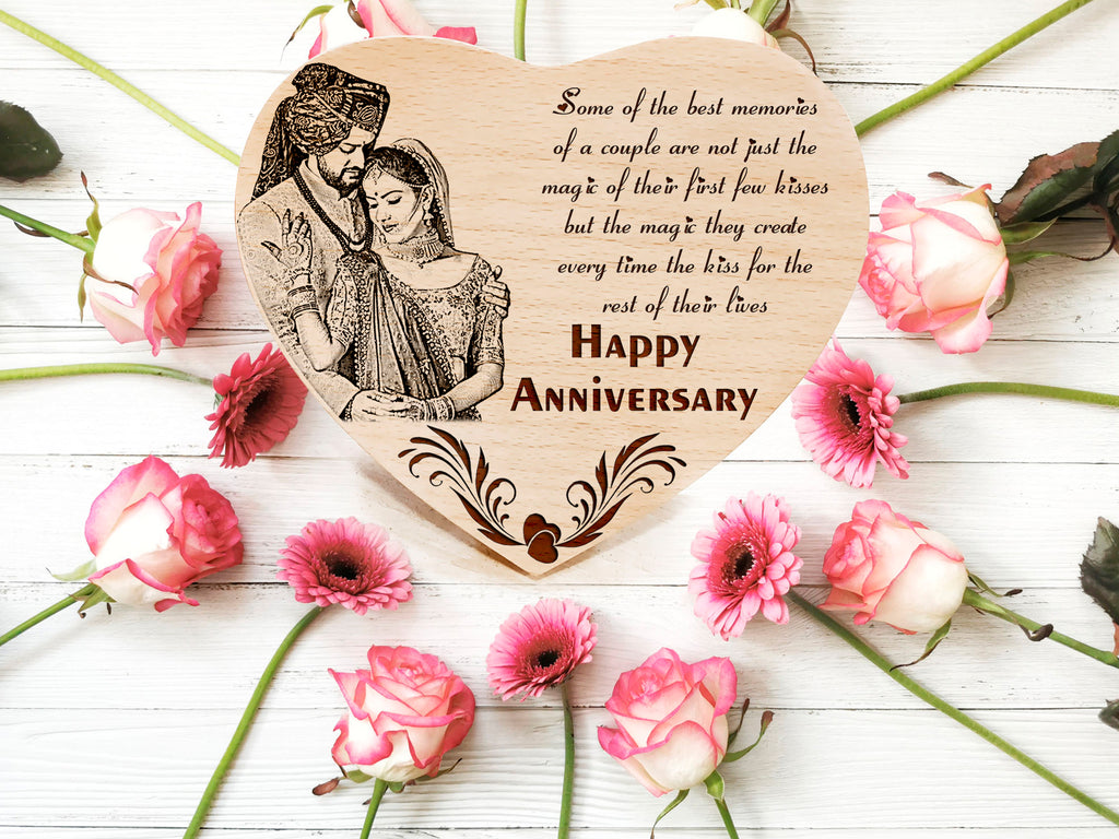 Personalized Engraved Wooden Photo Frame for Couple Anniversary