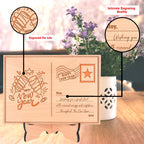 Personalized Wooden Happy New Year Postcard With Wood Stand