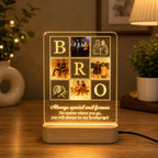 Personalized Brother Acrylic Photo LED Light – Custom Photo Collage & Name Engraved