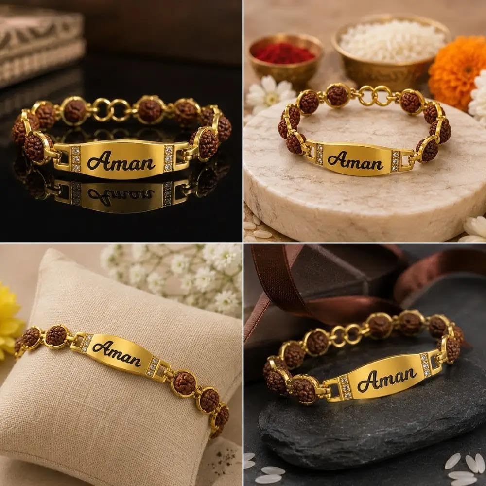 Incredible Personalized Metal Name Rakhi for Brother .