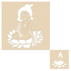 Krishan Rangoli Stencils Design for Floor Decoration with Diya