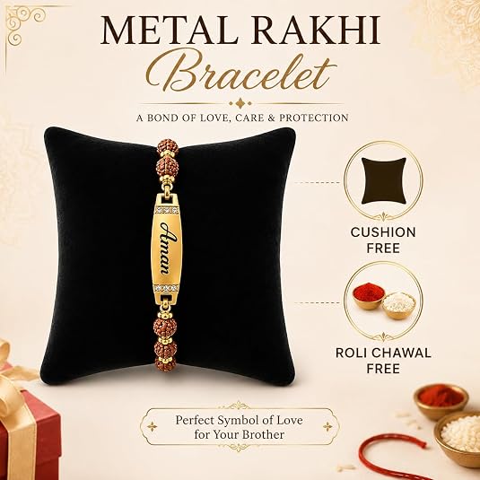 Incredible Personalized Metal Name Rakhi for Brother .