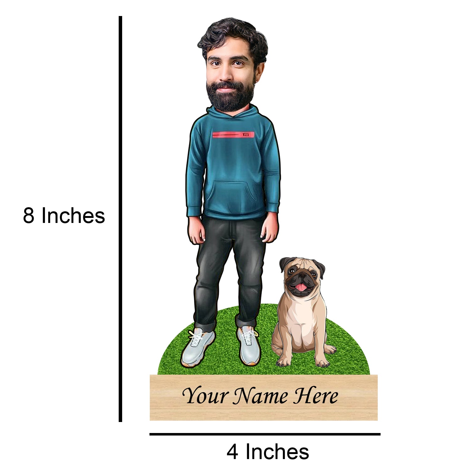 Personalized Pet Caricature for Pug Best Gifts For Dog owner