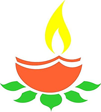 Diya Rangoli Wooden Stencil for Diwali (6x6-inch)
