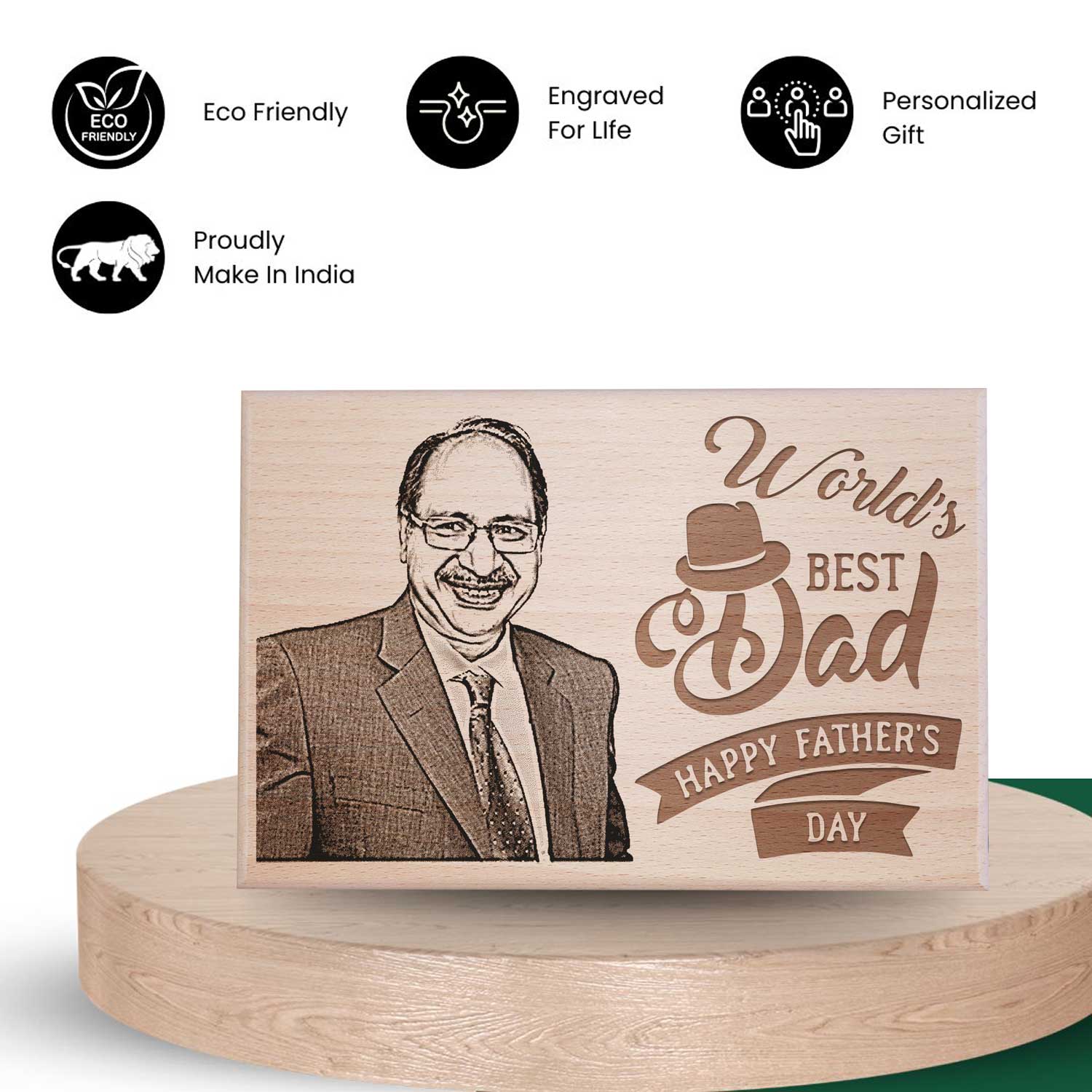 Unique World's Best Dad Wooden Photo Frame Gift for Men (6x4 Inches)