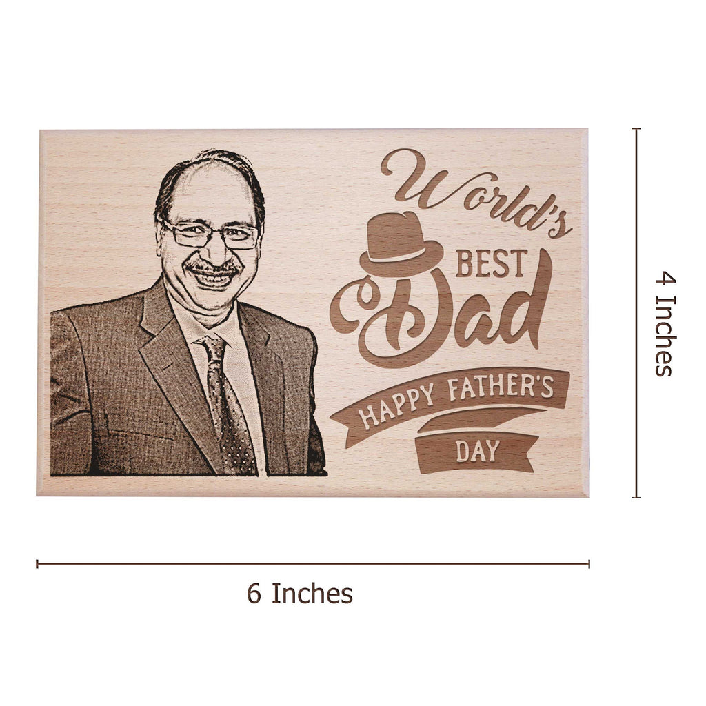 Unique World's Best Dad Wooden Photo Frame Gift for Men (6x4 Inches)