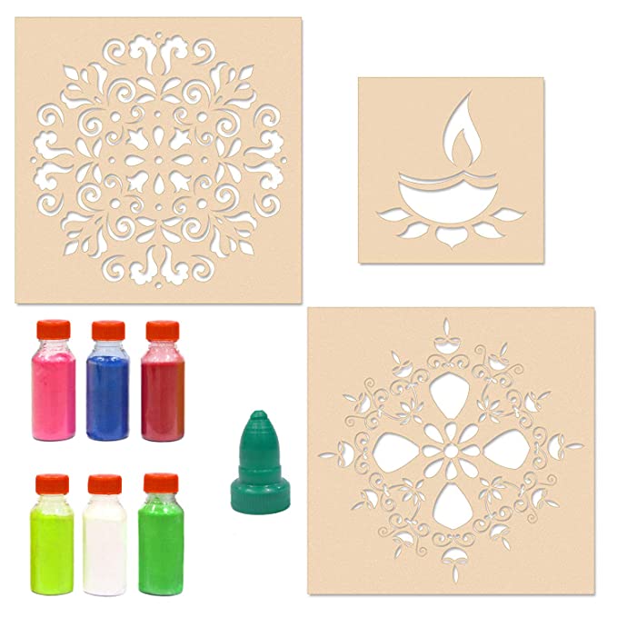 DIY Rangoli - 2 Wooden Stencils for Diwali and Diya Stencil