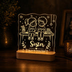 Personalized BroSis Acrylic LED Lamp – Custom Brother Sister Name Engraved Light