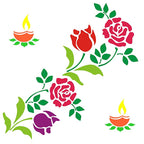 DIY Floral Wooden Rangoli Decoration Stencils Small