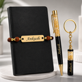 Personalized Premium Gift Set for Brother | Custom Name Bracelet Rakhi, Pen & Keychain | Unique Raksha Bandhan Gift for Brother Sister