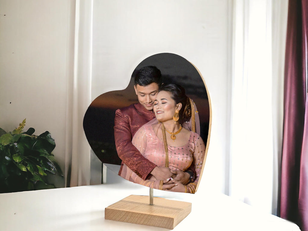 Personalized Wooden Double Side Couple Heart Frame